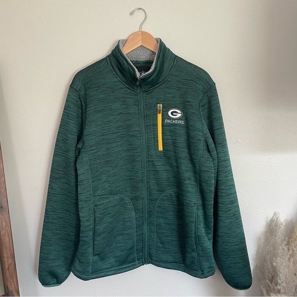 NFL Jackets & Blazers - Green Bay Packers | Full Zip Sherpa Lined Green & Gold Jacket